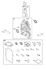 Crankcase Cover/Sump Group Diagram and Parts List for 296447-0003-H5  Briggs and Stratton Engine
